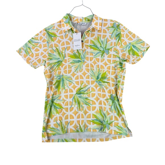 Kenny Flowers Polo Men's Medium Aloe Agave The Scottsdale Short Sleeve Portugal - Picture 2 of 8